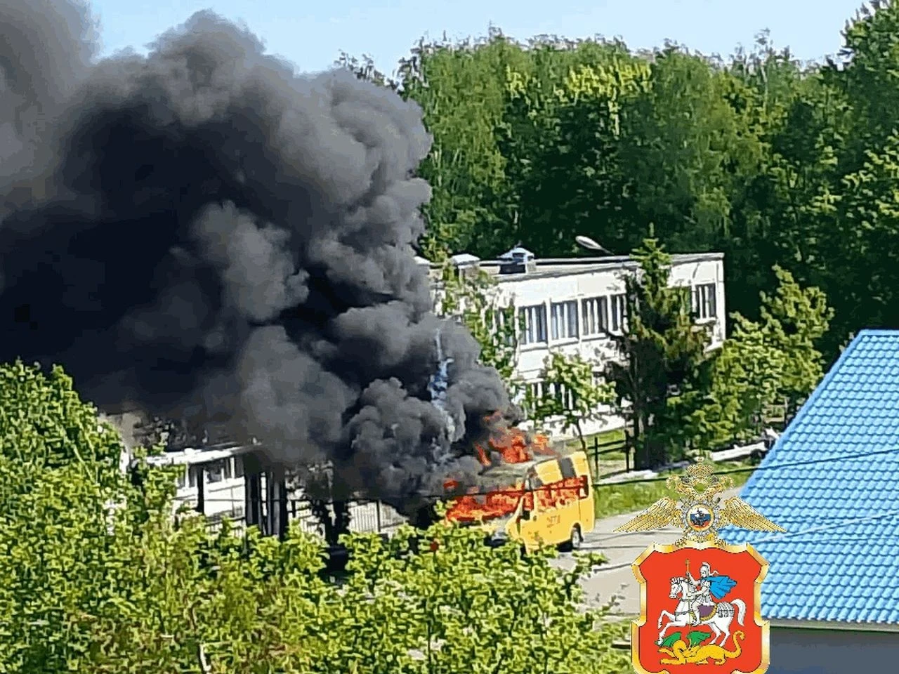Школьный автобус сгорел в городском округе Коломна